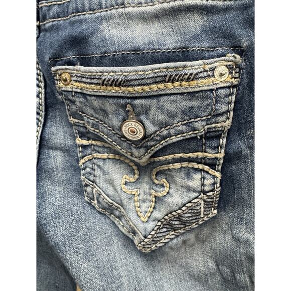 ROCK REVIVAL Women's Lang Mid-Rise Boot Jeans Size 26 Inseam 28" Distressed - Picture 6 of 12